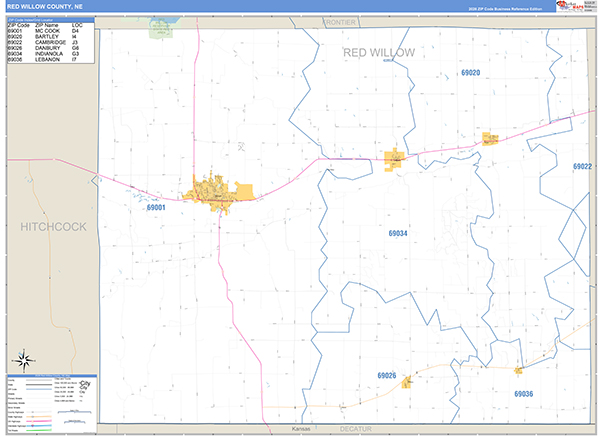 Red Willow County, NE Zip Code Map